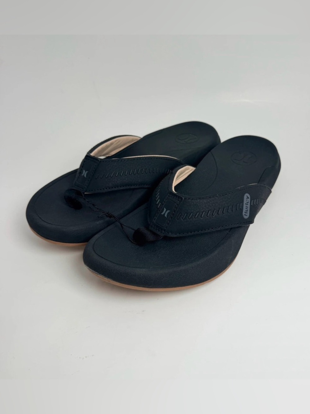 Hurley Black Women's Thong Sandals with Tan Outsole